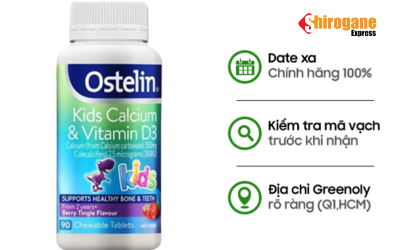 viên nhai Ostelin Kids Calcium & Vitamin D3 cho bé 90 viên